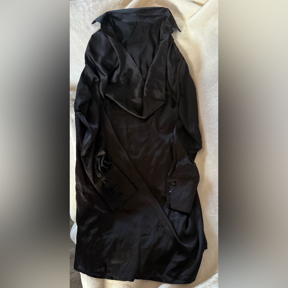 Elegant Black Satin Dress Shirt